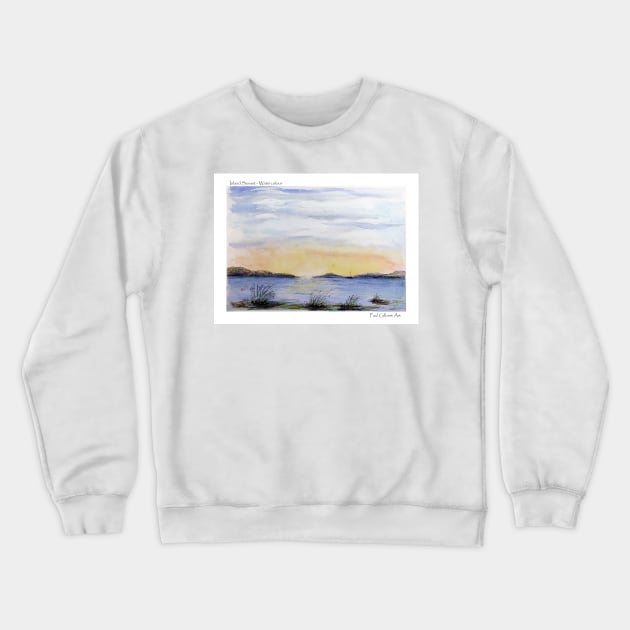 Island Sunset - Watercolour Crewneck Sweatshirt by pops